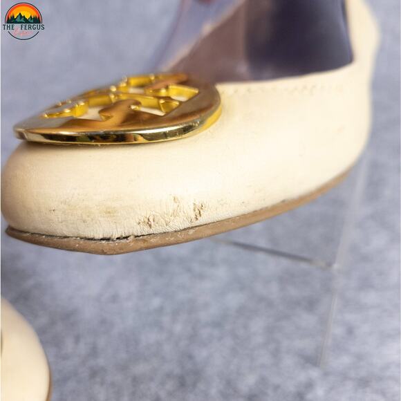 Tory Burch Ballet Flats Cream Leather Slip-On Round Toe Preppy Women's Size 7.5M - Picture 10 of 16